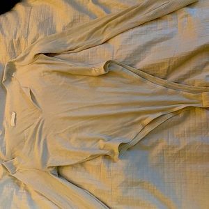 White long sleeve v-neck body suit